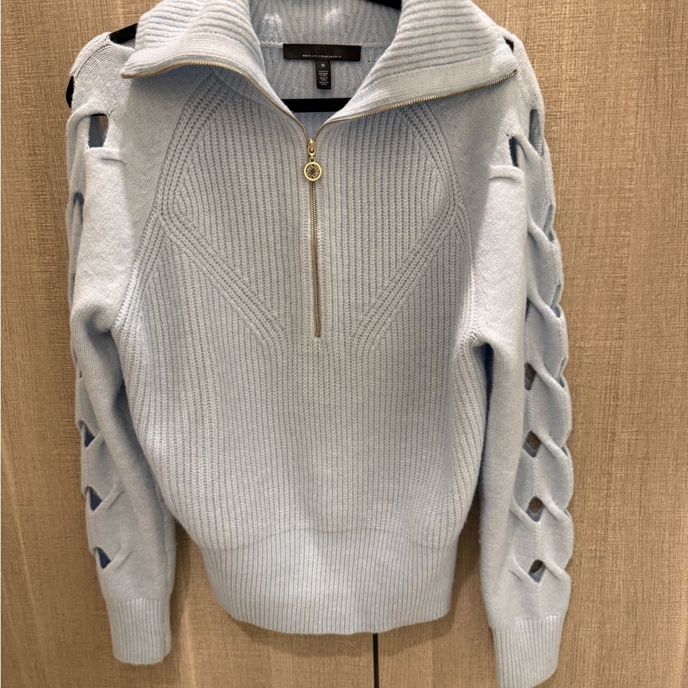 White House Black Market Light Blue Cowl Neck Sweater